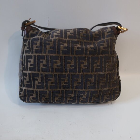 Womens Fendi Zucca Mini Mama Baguette Velour Velvet Leather Shoulder Handbag - Picture 8 of 16